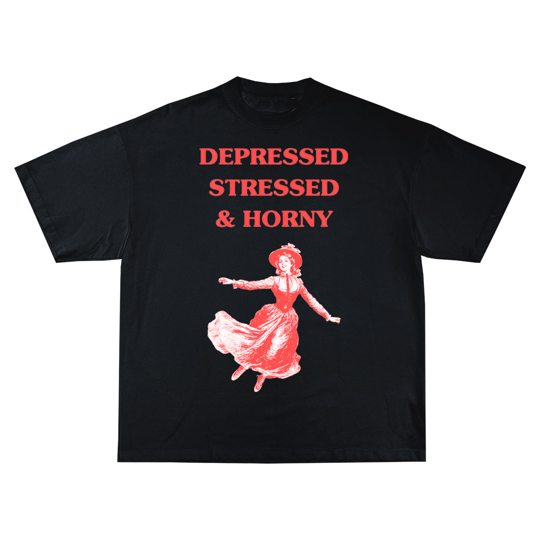Depressed stressed and horny Oversize Тениска!
