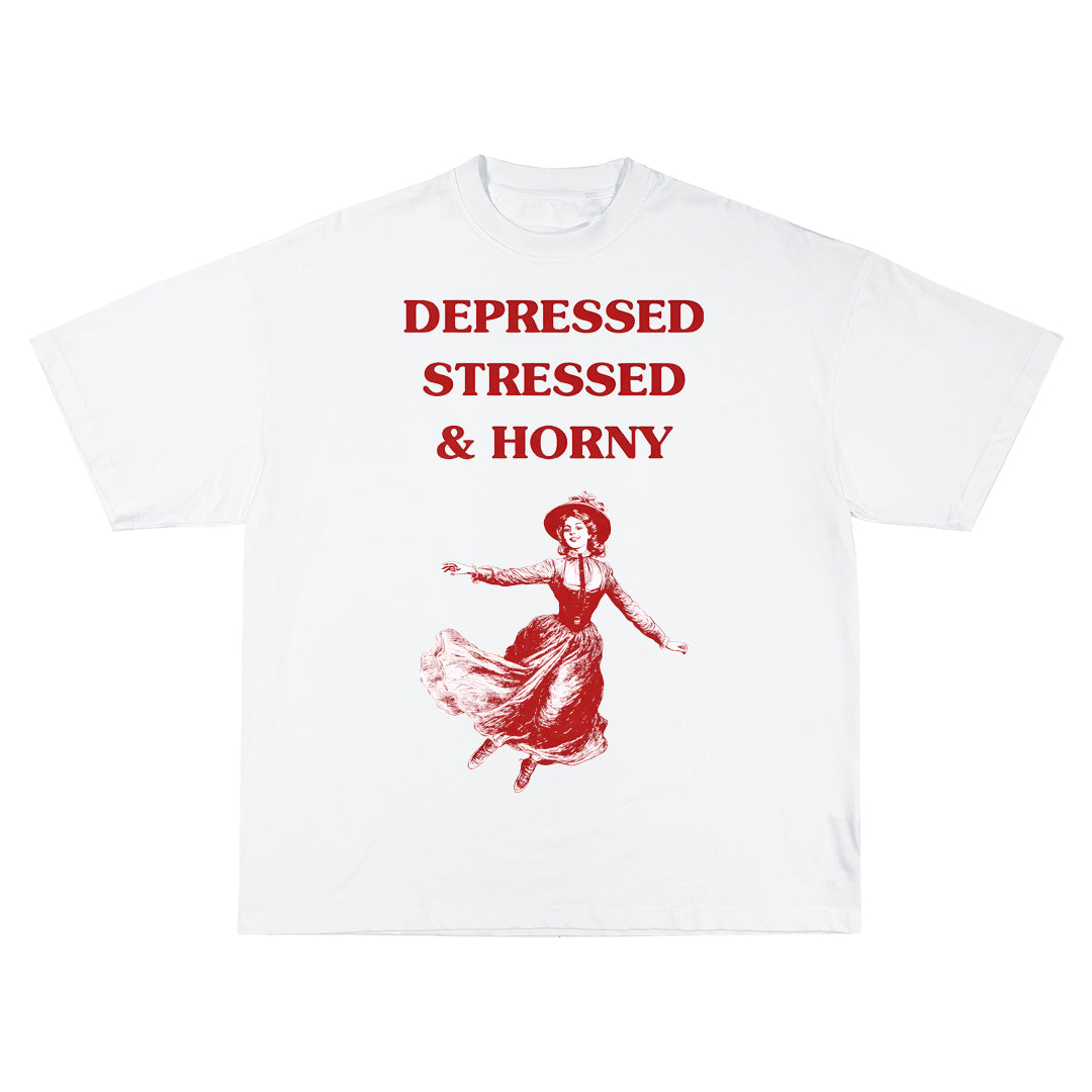Depressed stressed and horny Oversize Тениска!
